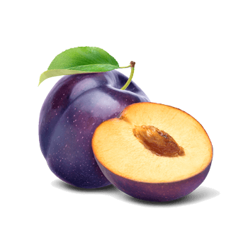 Zdjęcie całej i przekrojonej śliwki.